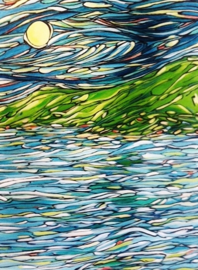 Moon, Sea, Island, Approx. 42x46